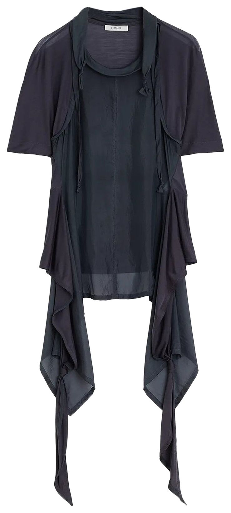 Lemaire Mixed Fabric Knotted Top Charcoal