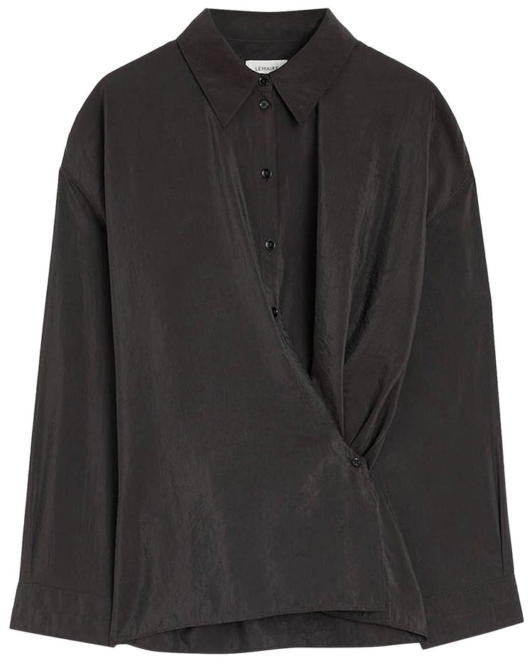 Lemaire Straight Collar Twisted Shirt Dark Espresso
