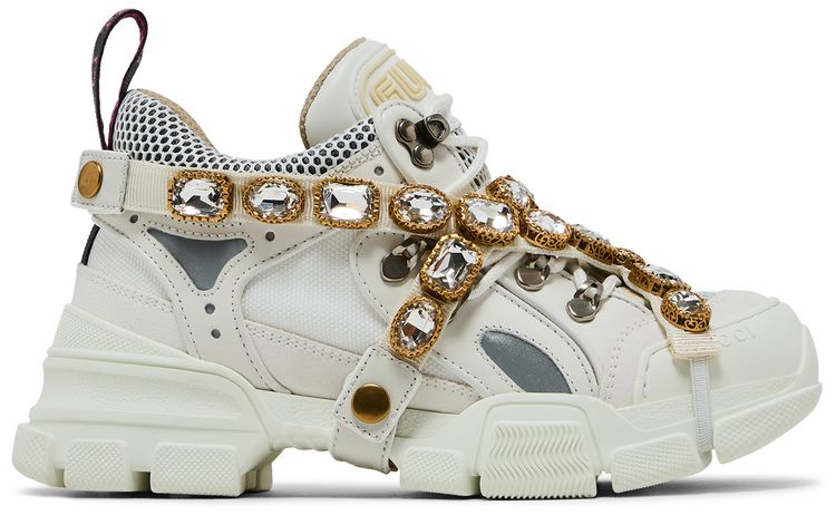 Gucci Wmns Flashtrek Crystals   White