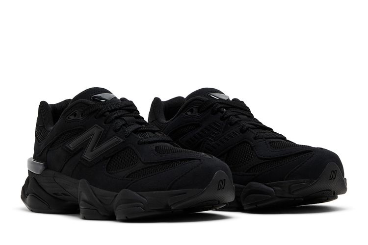 Size 4.0 New Balance 9060 Big Kid 'Triple Black Suede'