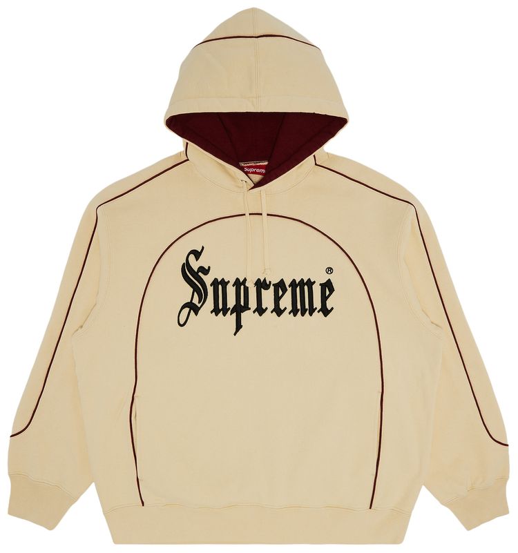 Supreme Curve Piping Hooded Sweatshirt Natural
