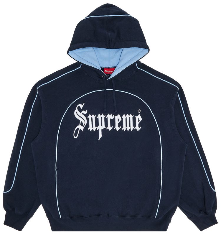 Supreme Curve Piping Hooded Sweatshirt Navy