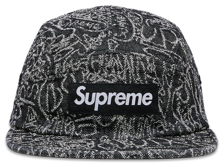 Supreme Handwriting Denim Camp Cap Black