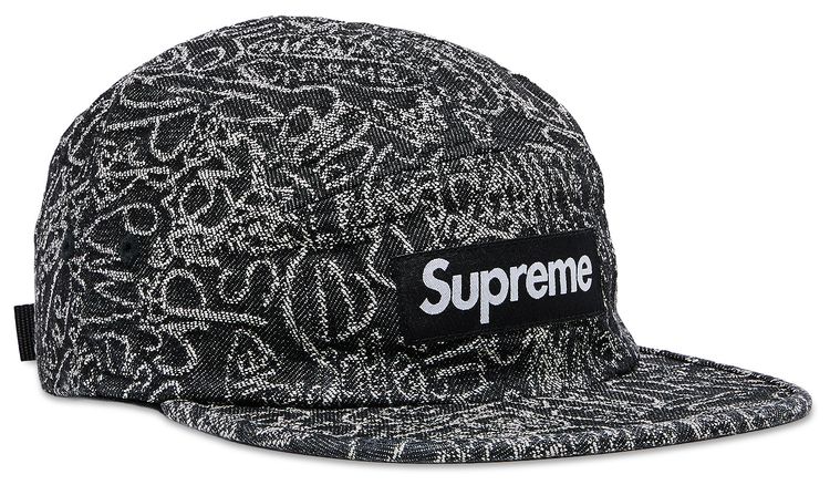 Supreme Handwriting Denim Camp Cap Black