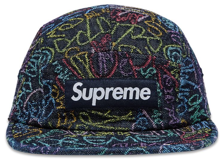 Supreme Handwriting Denim Camp Cap Indigo