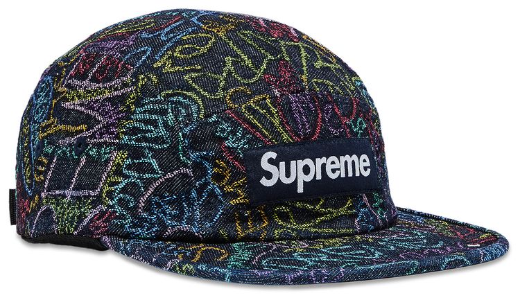 Supreme Handwriting Denim Camp Cap Indigo