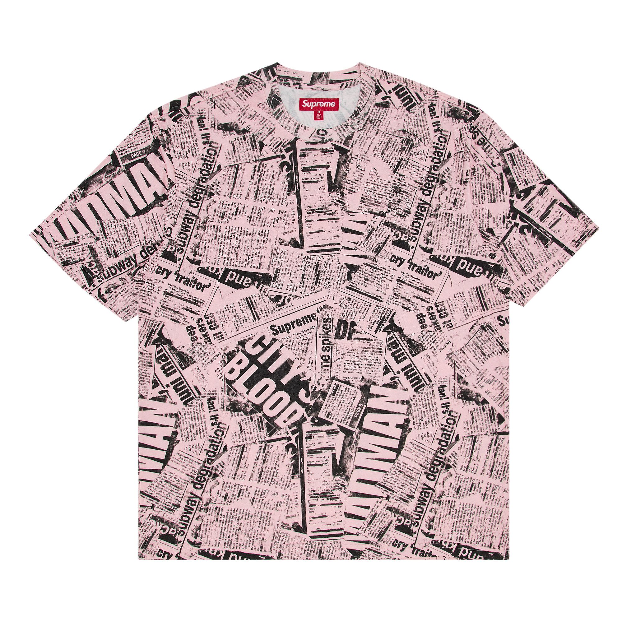 Buy Supreme Newspaper Short-Sleeve Top 'Pink' - SS25KN98