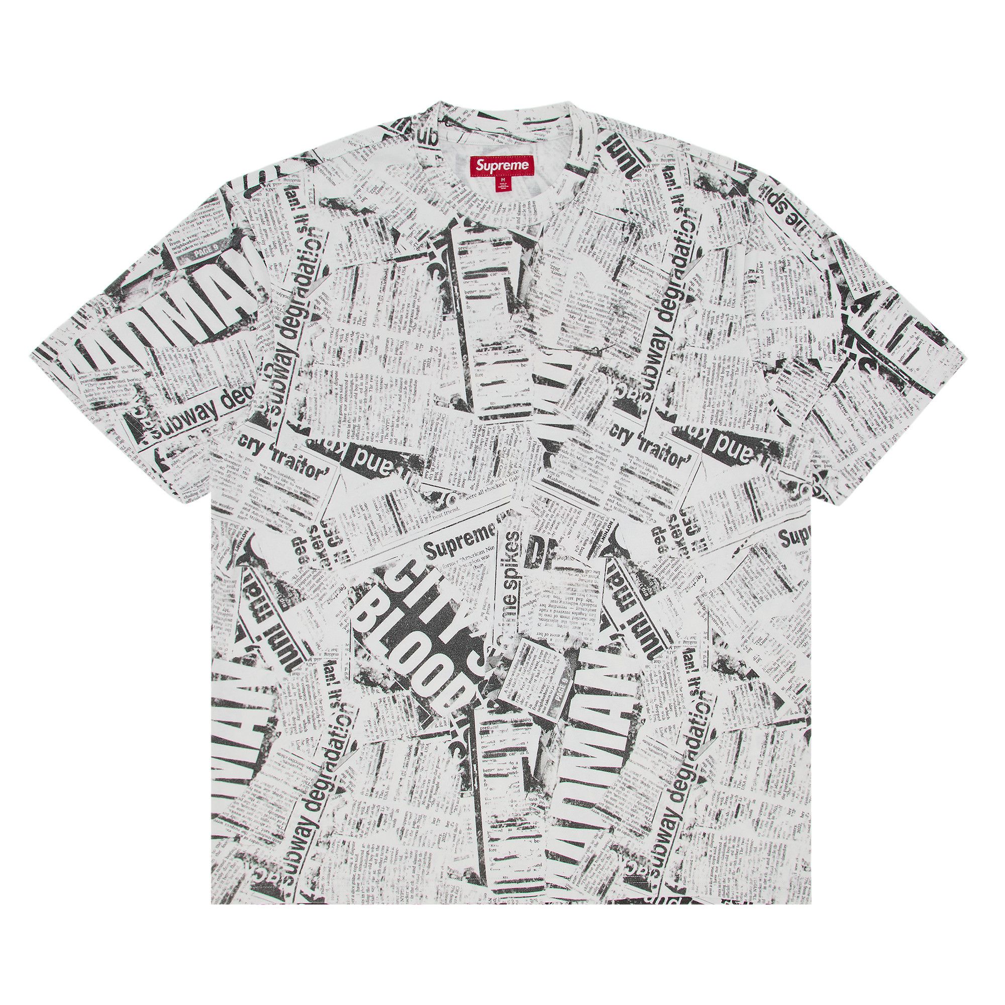 Buy Supreme Newspaper Short-Sleeve Top 'White' - SS25KN98
