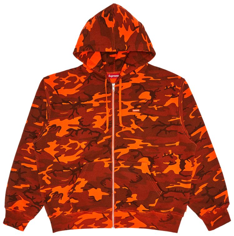 Supreme Small Box Zip Up Hooded Sweatshirt Bright Orange Camo