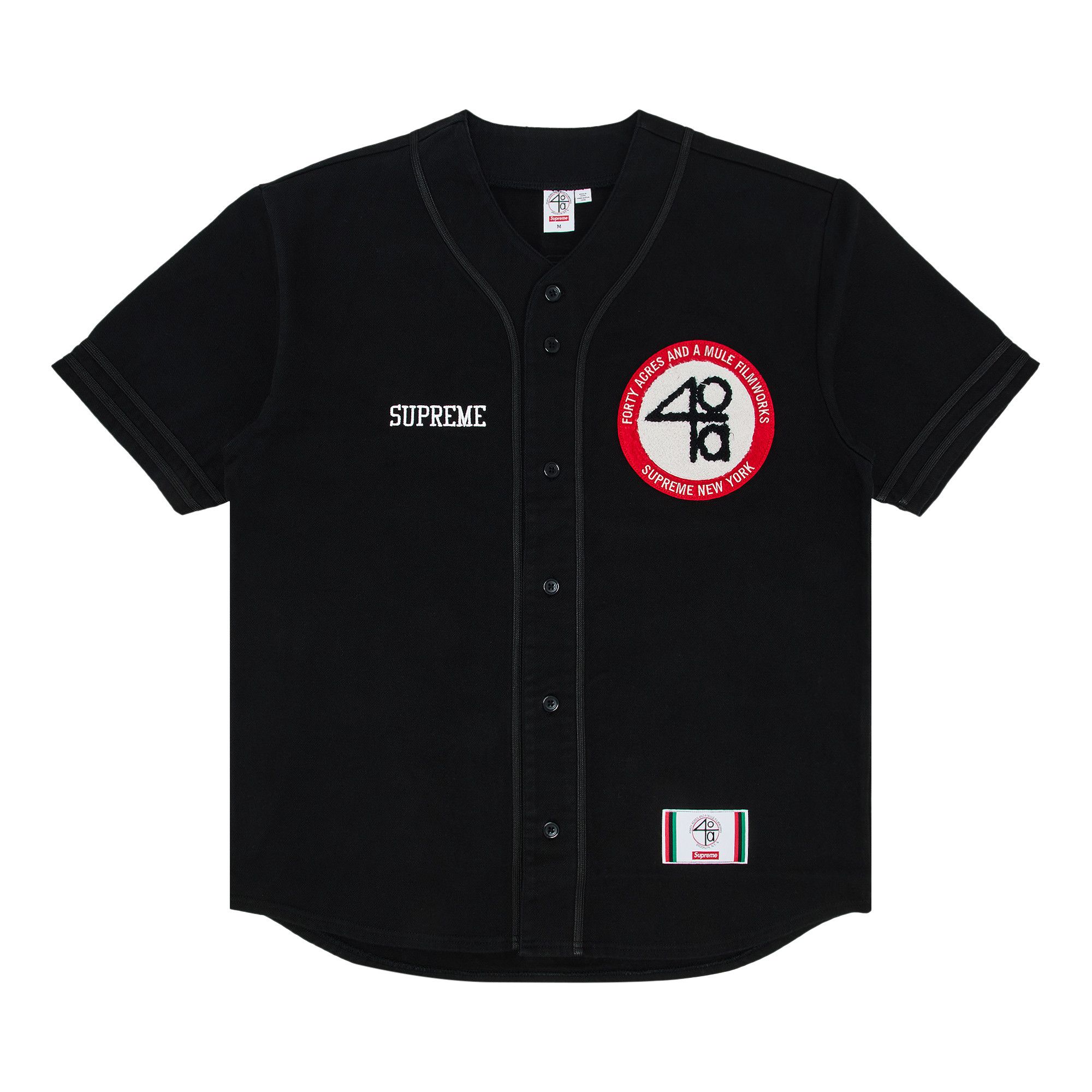Buy Supreme x 40 Acres Twill Baseball Jersey 'Black