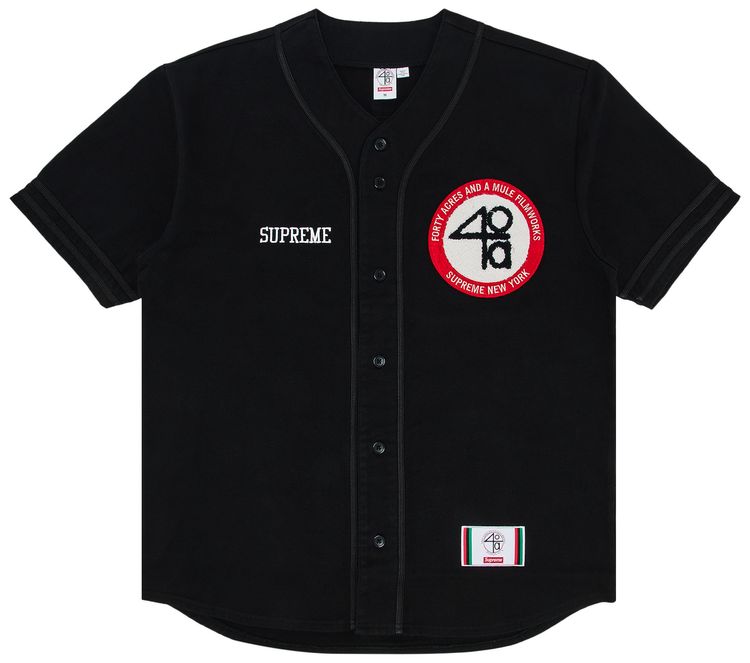 Supreme x 40 Acres Twill Baseball Jersey Black