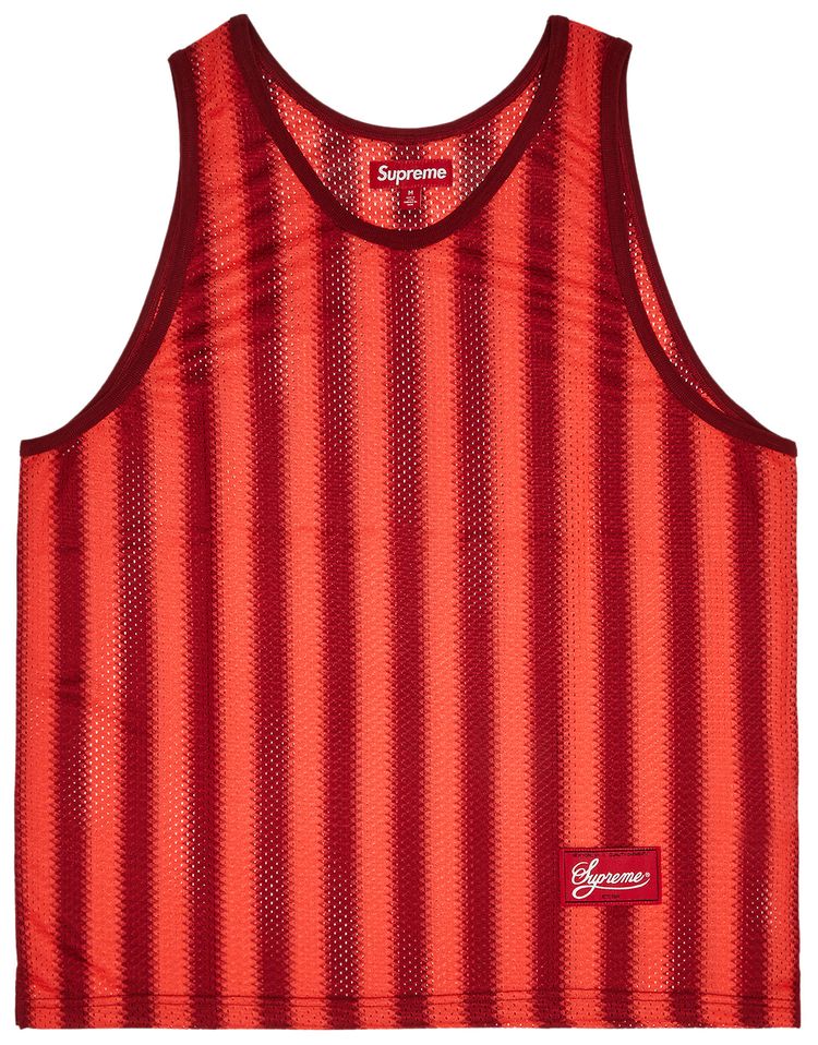Supreme Stripe Mesh Tank Top Red