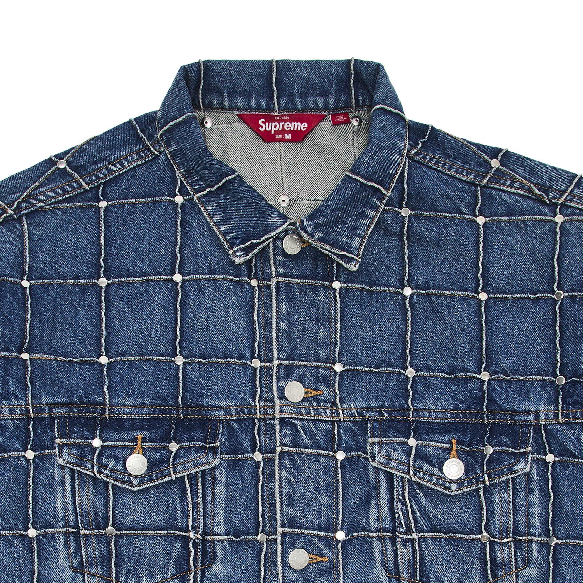Buy Supreme Studded Seam Denim Trucker Jacket 'Blue Buy Supreme Studded Seam Denim Trucker Jacket 'Blue