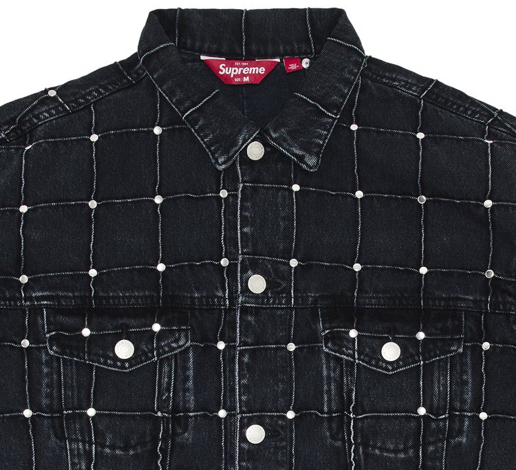 Supreme Studded Seam Denim Trucker Jacket Black