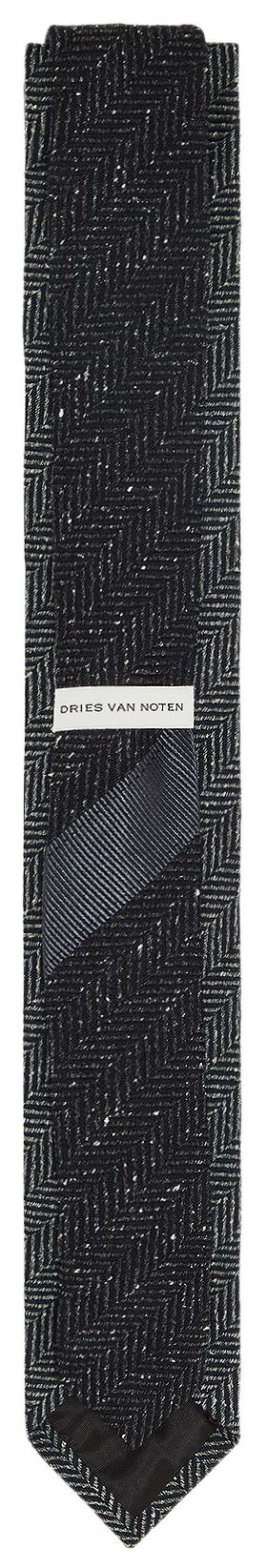 Dries Van Noten Herringbone Tie Black