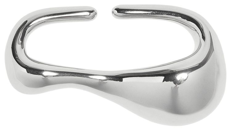 Courreges 3 Finger Drop Metal Ring Silver
