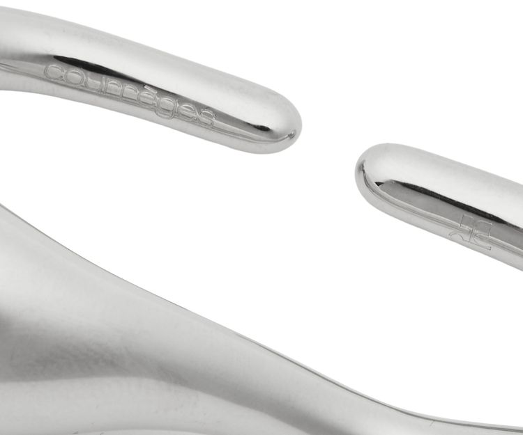 Courreges 3 Finger Drop Metal Ring Silver