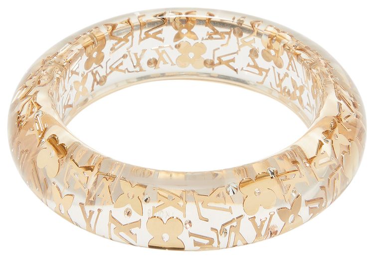 Louis Vuitton Monogram Wide Inclusion Bangle Silver