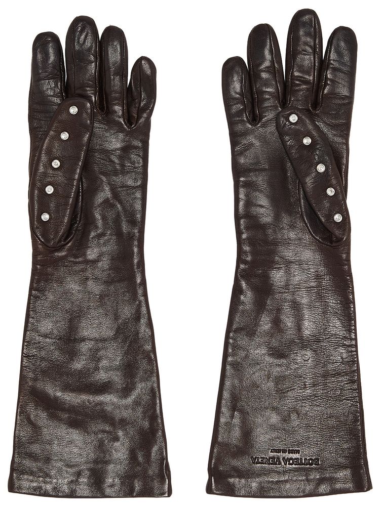 Bottega Veneta Studded Lambskin Leather Gloves Black