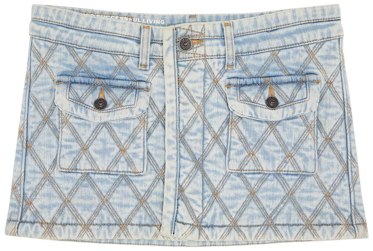Diesel Denim Quilted Mini Skirt Blue
