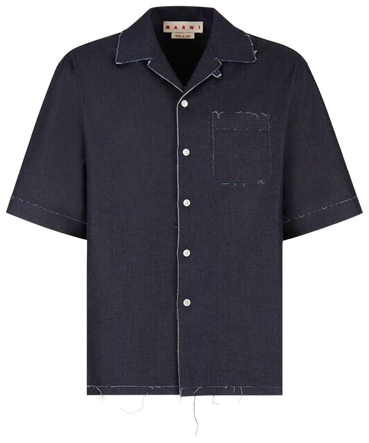 Marni Trompe LOeil Stretch Denim Shirt Dark Blue