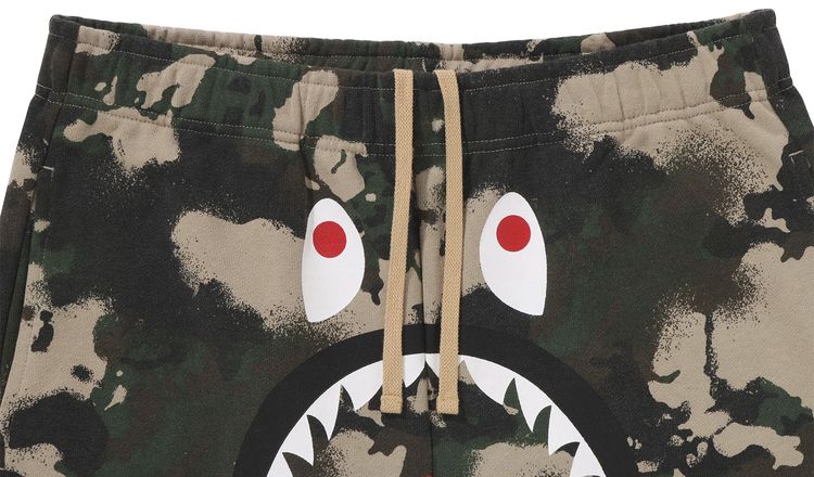 BAPE Map Camo Regular Fit Shark Sweatshorts Green