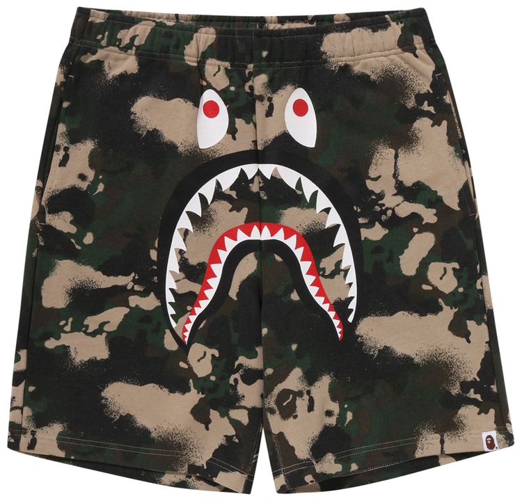 BAPE Map Camo Regular Fit Shark Sweatshorts Green