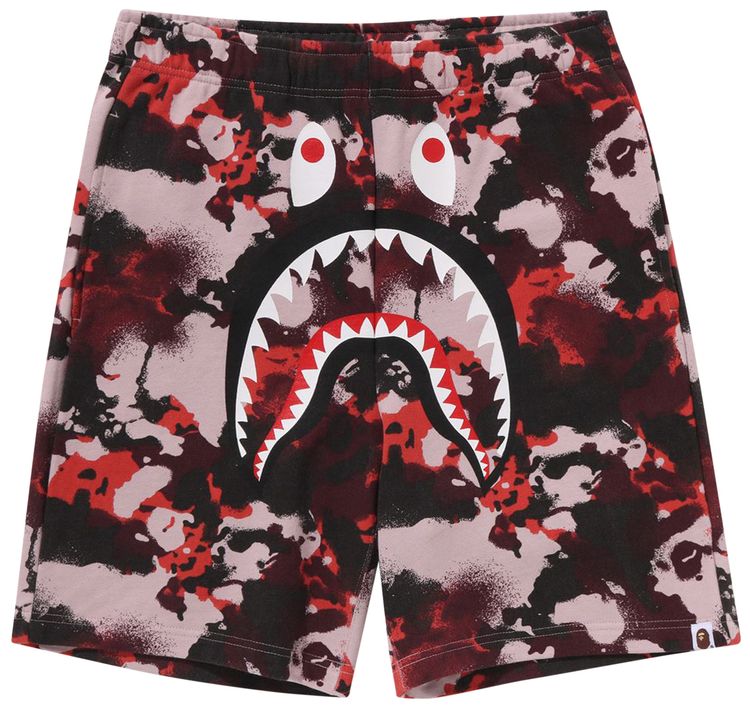 BAPE Map Camo Regular Fit Shark Sweatshorts Red