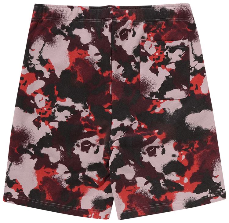 BAPE Map Camo Regular Fit Shark Sweatshorts Red