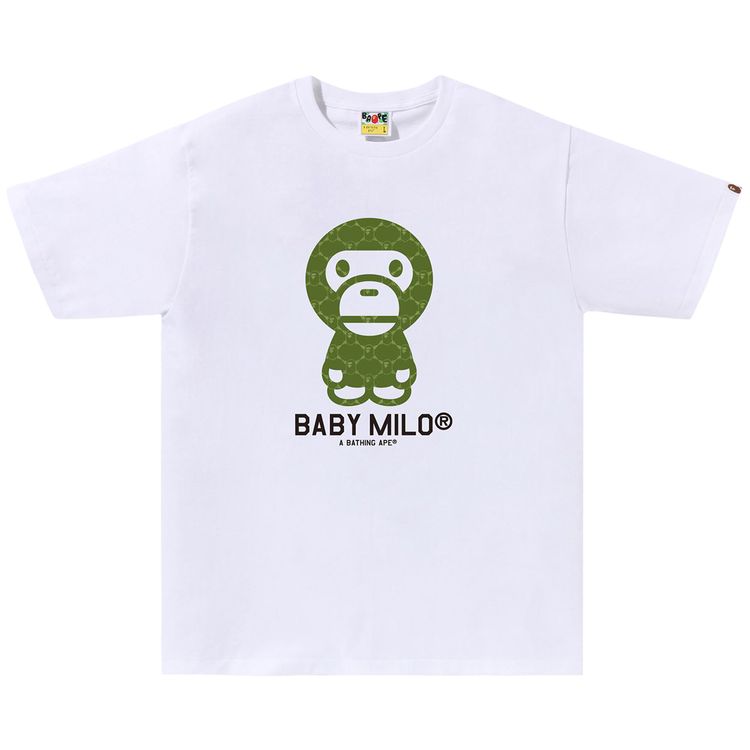 BAPE College Monogram Baby Milo Tee WhiteGreen