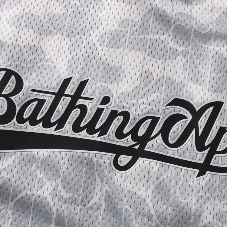 BAPE Camo Stripe Baseball Logo Relaxed Fit Long Sleeve Tee Grey