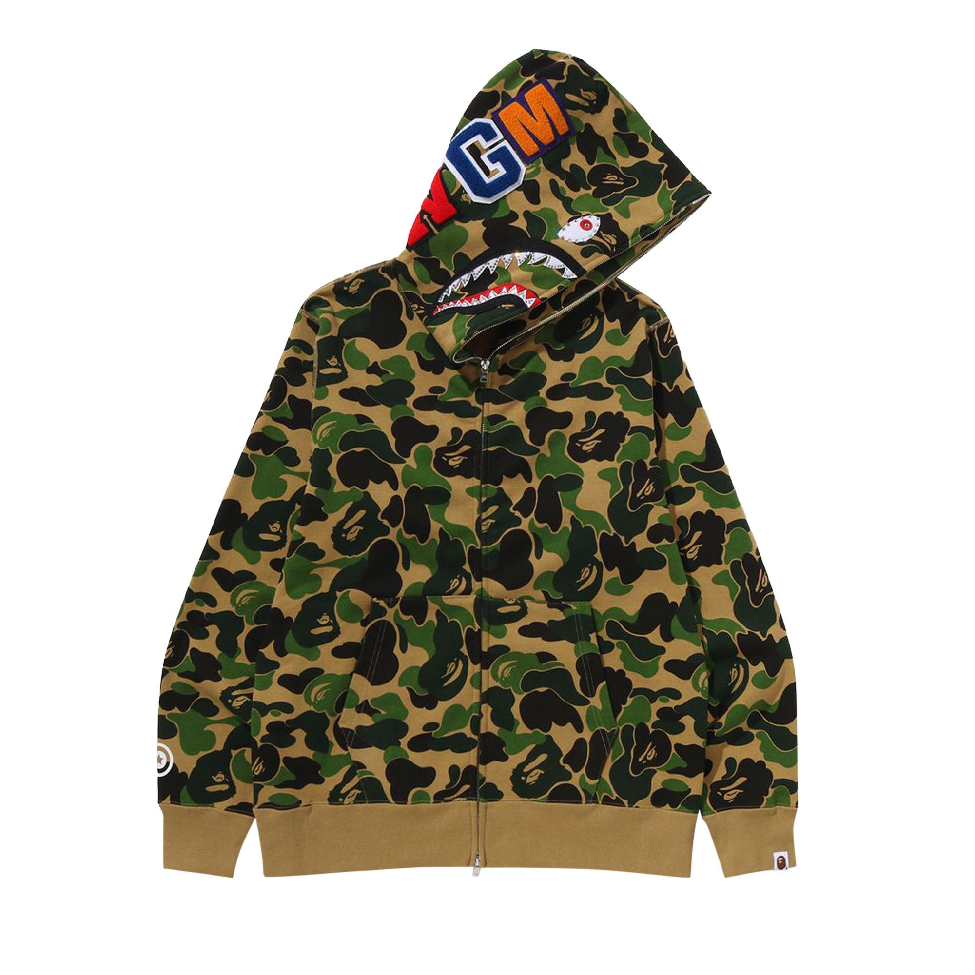 Buy BAPE ABC Camo Crystal Stone Shark Full Zip Hoodie 'Green