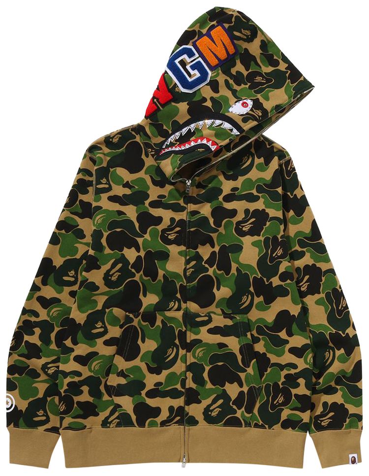 BAPE ABC Camo Crystal Stone Shark Full Zip Hoodie Green