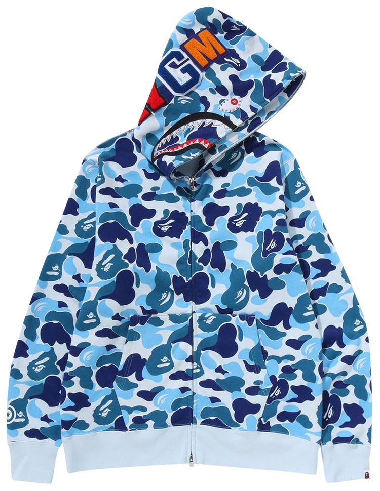 BAPE ABC Camo Crystal Stone Shark Full Zip Hoodie Blue