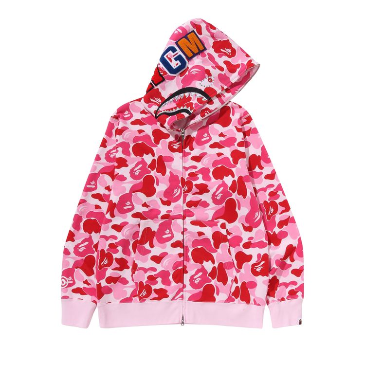 Buy BAPE ABC Camo Crystal Stone Shark Full Zip Hoodie 'Pink' - 1L30 115 008 PINK | GOAT