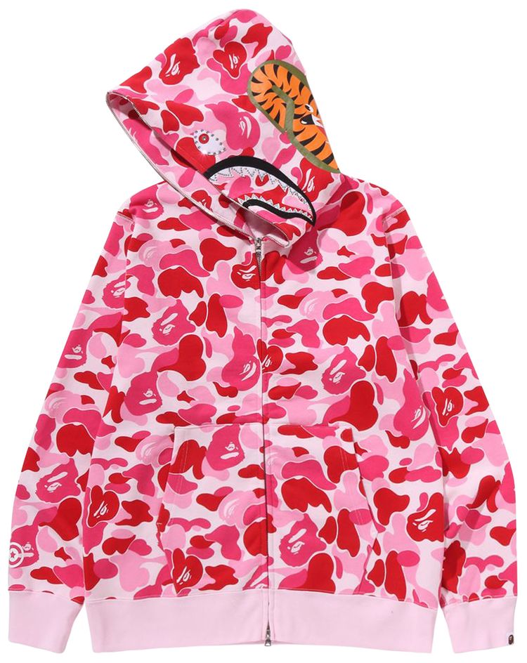 BAPE ABC Camo Crystal Stone Shark Full Zip Hoodie Pink