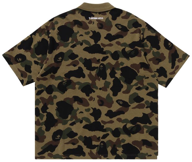 BAPE 1st Camo Jacquard Relax Fit Polo Shirt Green