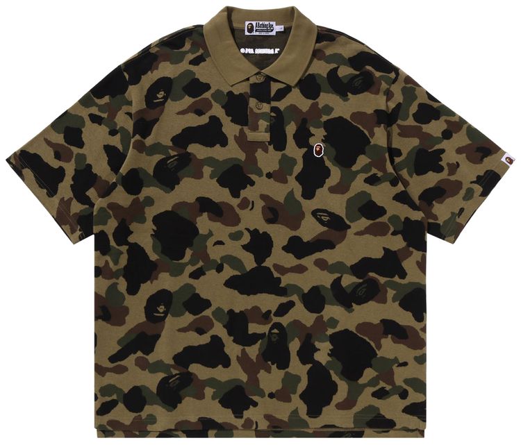 BAPE 1st Camo Jacquard Relax Fit Polo Shirt Green