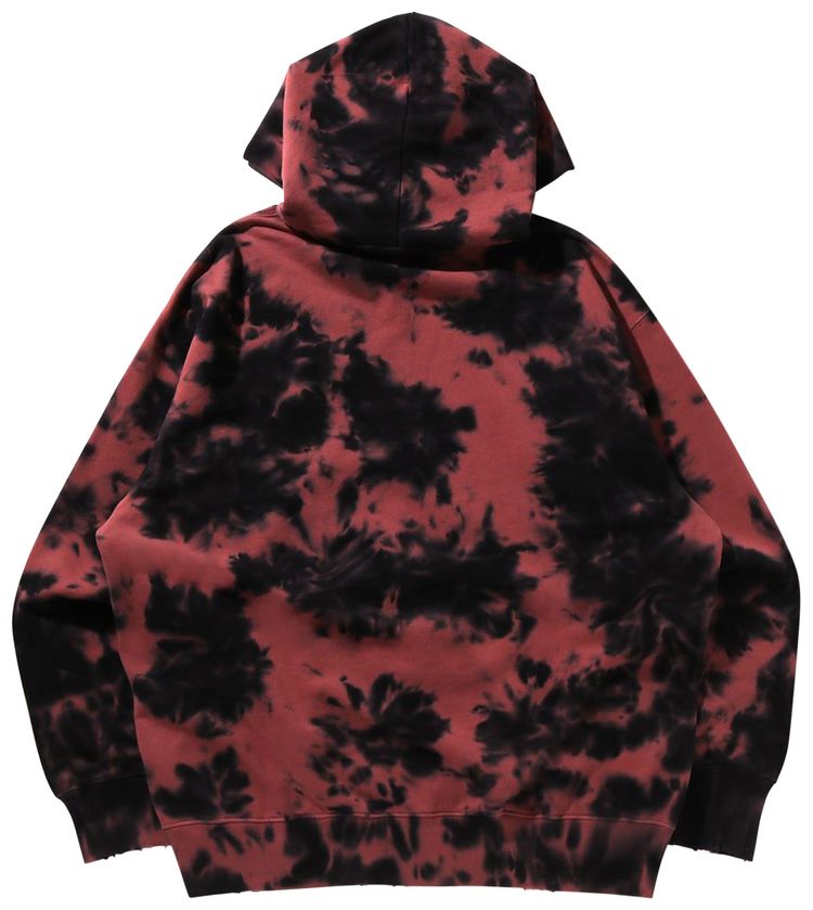 BAPE Destroyed Bleach Logo Relaxed Fit Pullover Hoodie Black