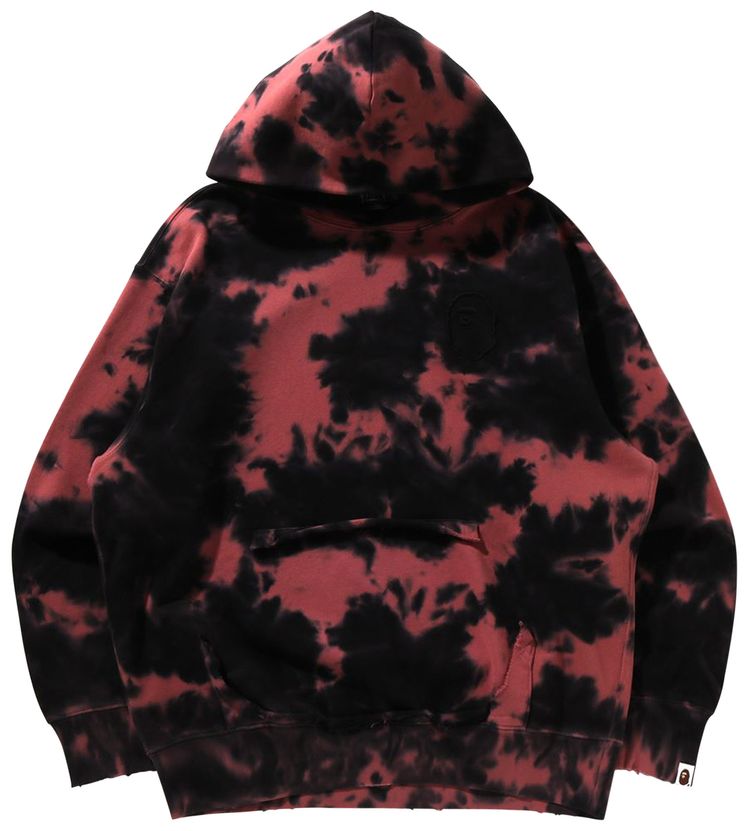 BAPE Destroyed Bleach Logo Relaxed Fit Pullover Hoodie Black