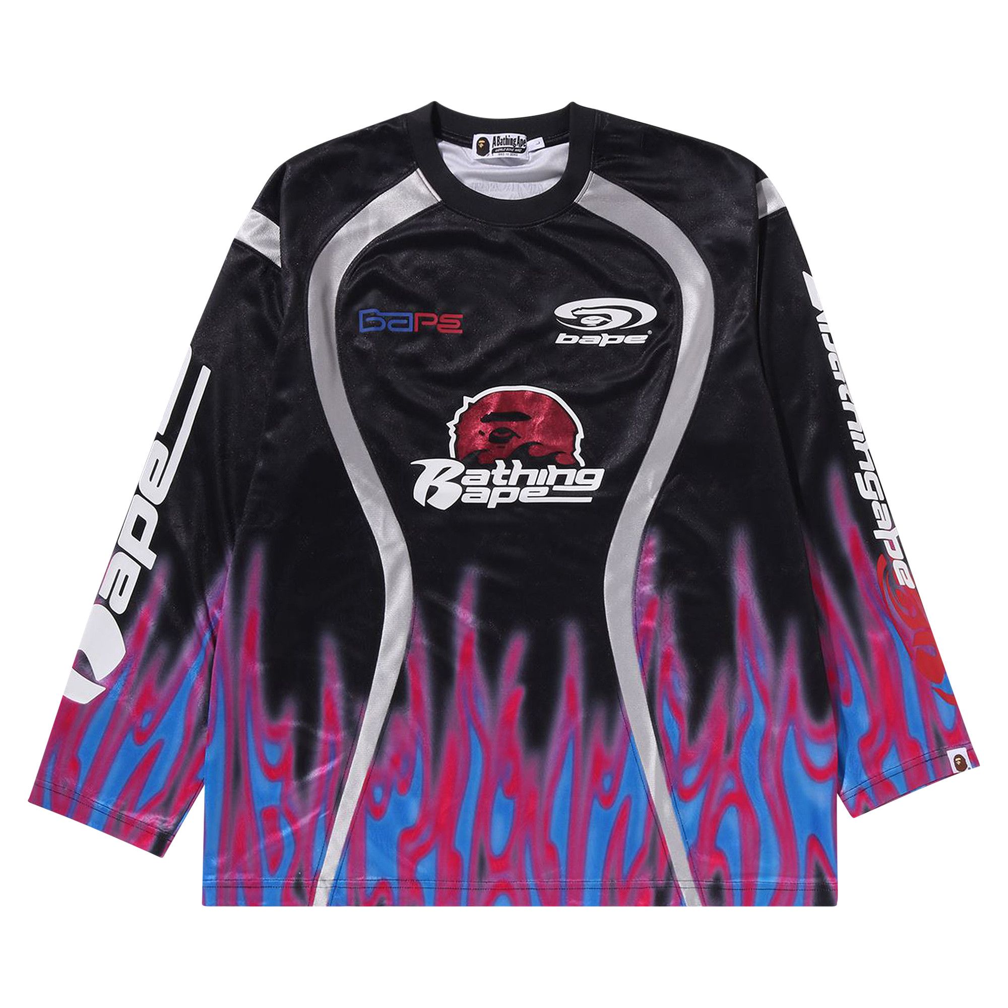 Buy BAPE Flame Pattern Multilogo Relaxed Fit Football Jersey