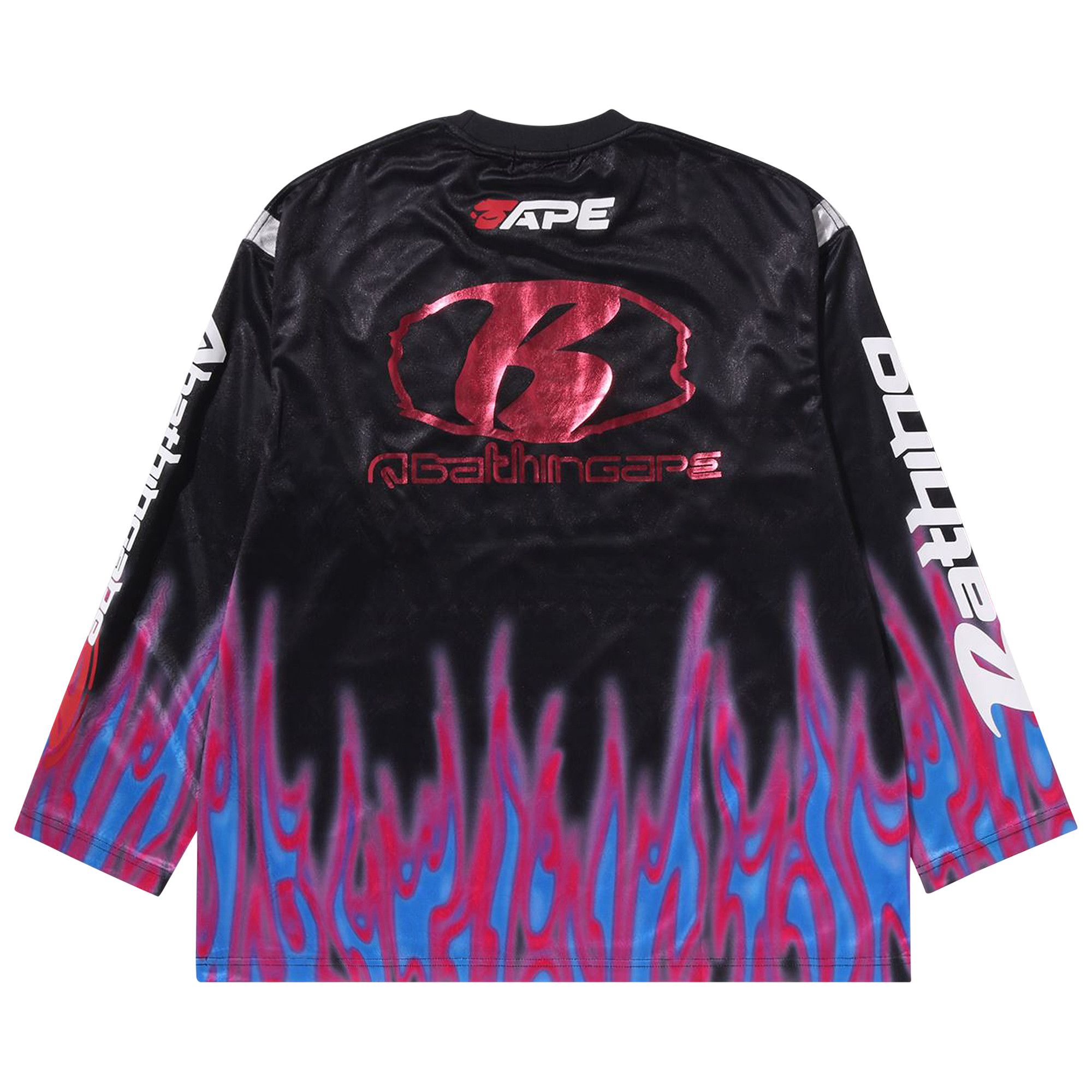 Buy BAPE Flame Pattern Multilogo Relaxed Fit Football Jersey