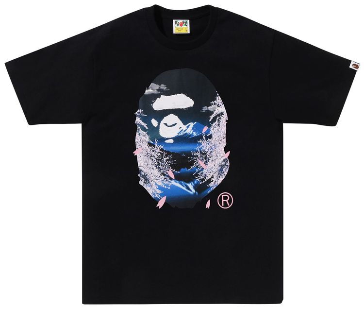 BAPE Sakura Photo Ape Head Tee Black