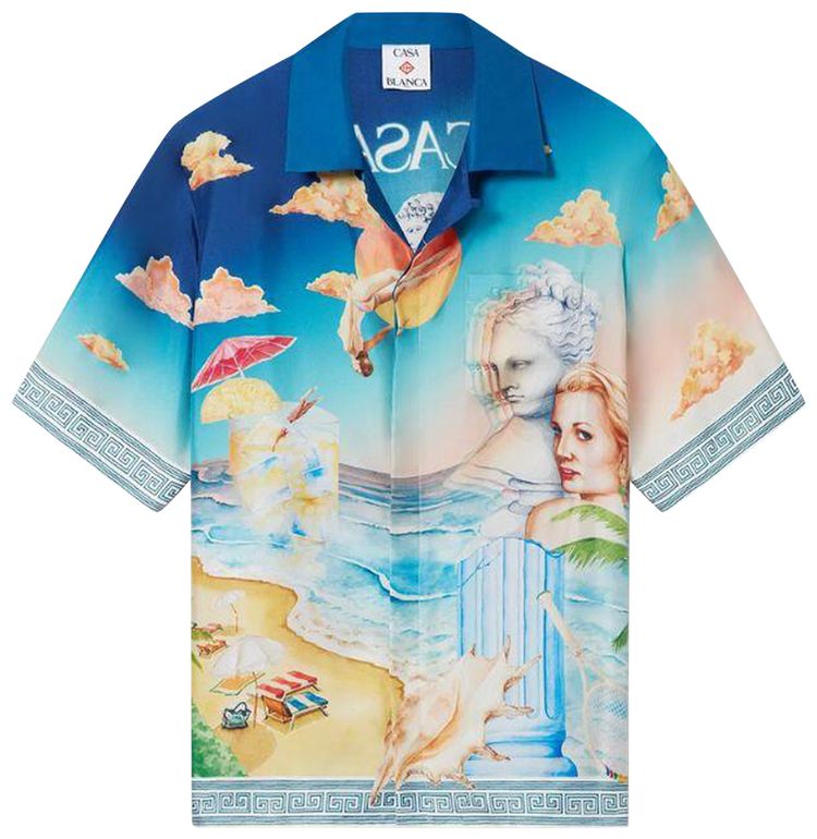 Casablanca Le Plongeon Short Sleeve Silk Shirt Multicolor