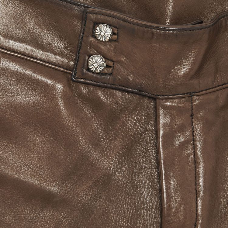 Chrome Hearts Leather Riding Shorts Brown