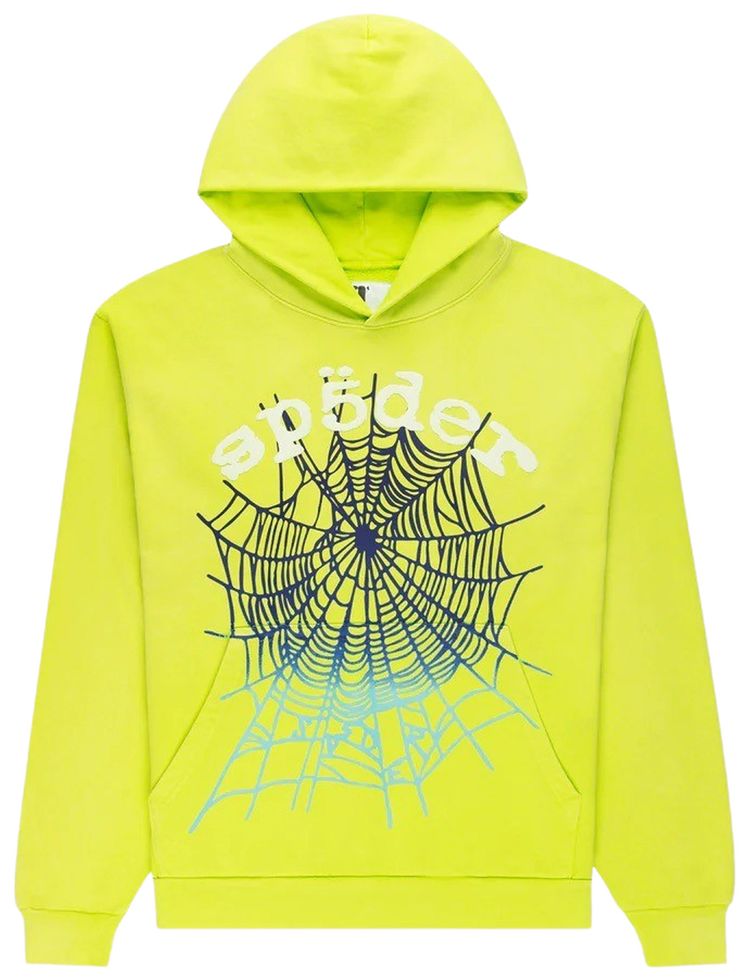 Sp5der Og Web V2 Gradient Hoodie Acid Green