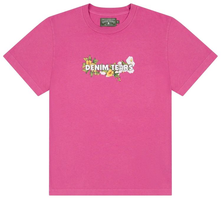 Denim Tears Cotton Floral Logo Tee Pink