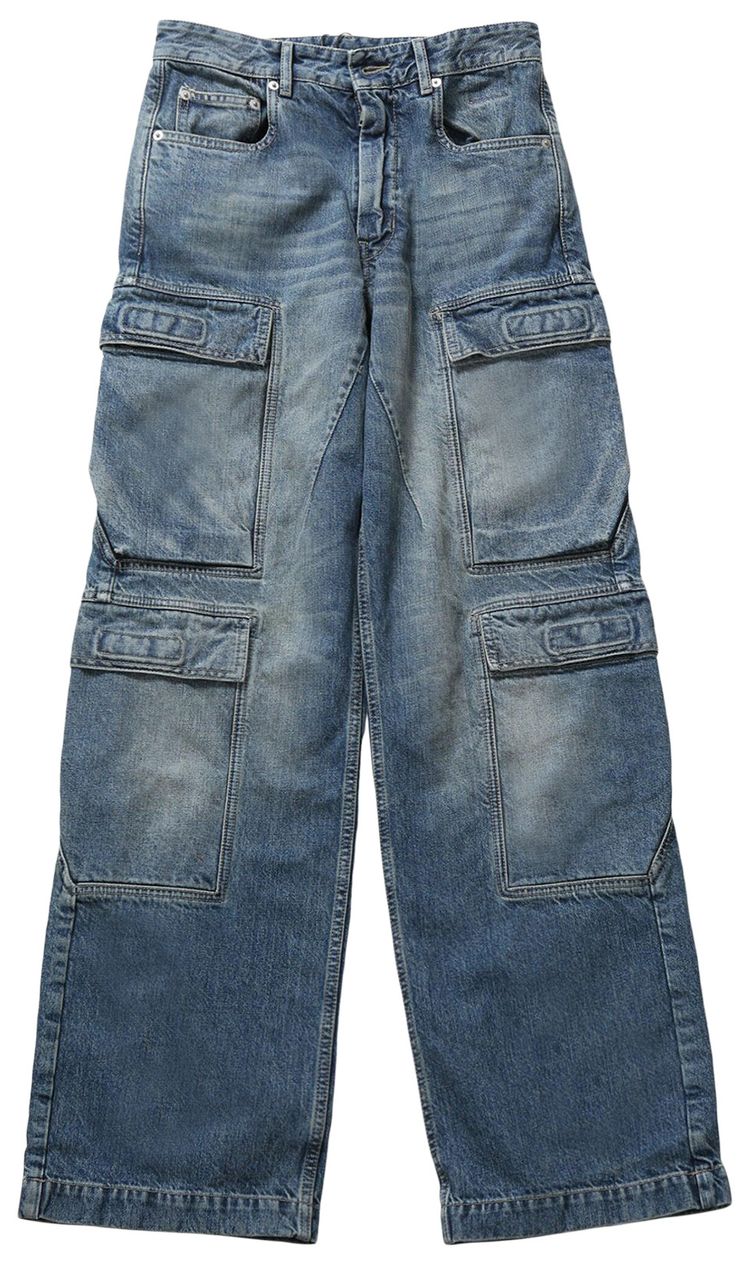 Rick Owens DRKSHDW Denim Double Cargo Jeans Washed Indigo