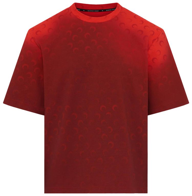 Marine Serre Moon Faded Jersey Loose Fit T Shirt Red