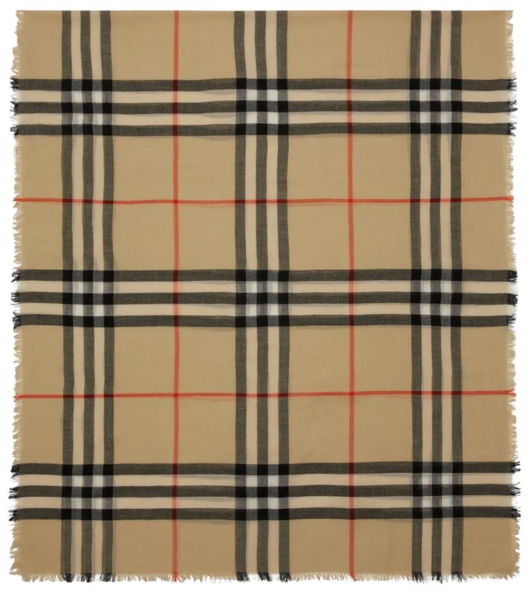 Burberry Check Wool Scarf Sand